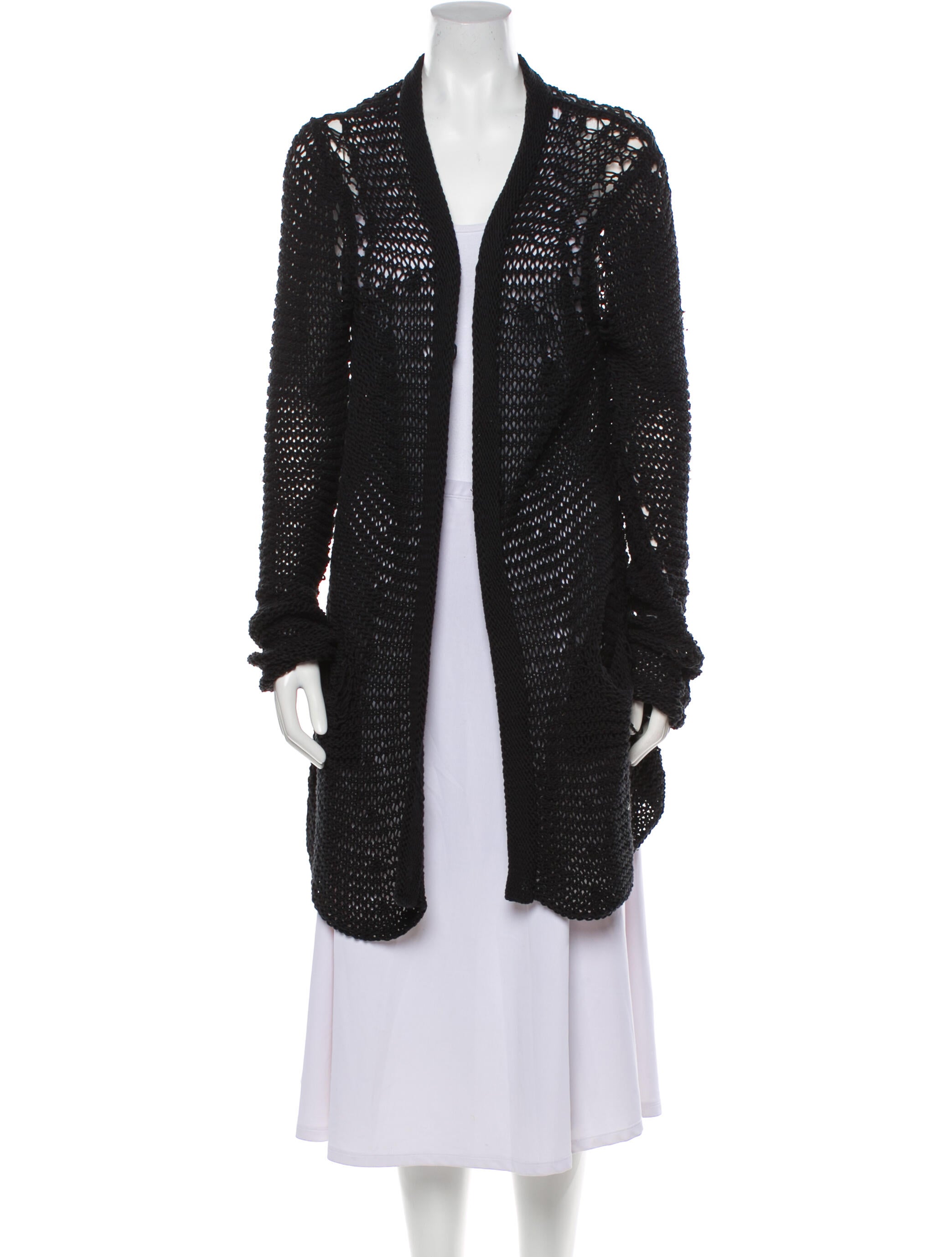 Donna Karan Lace Pattern Open Front Sweater