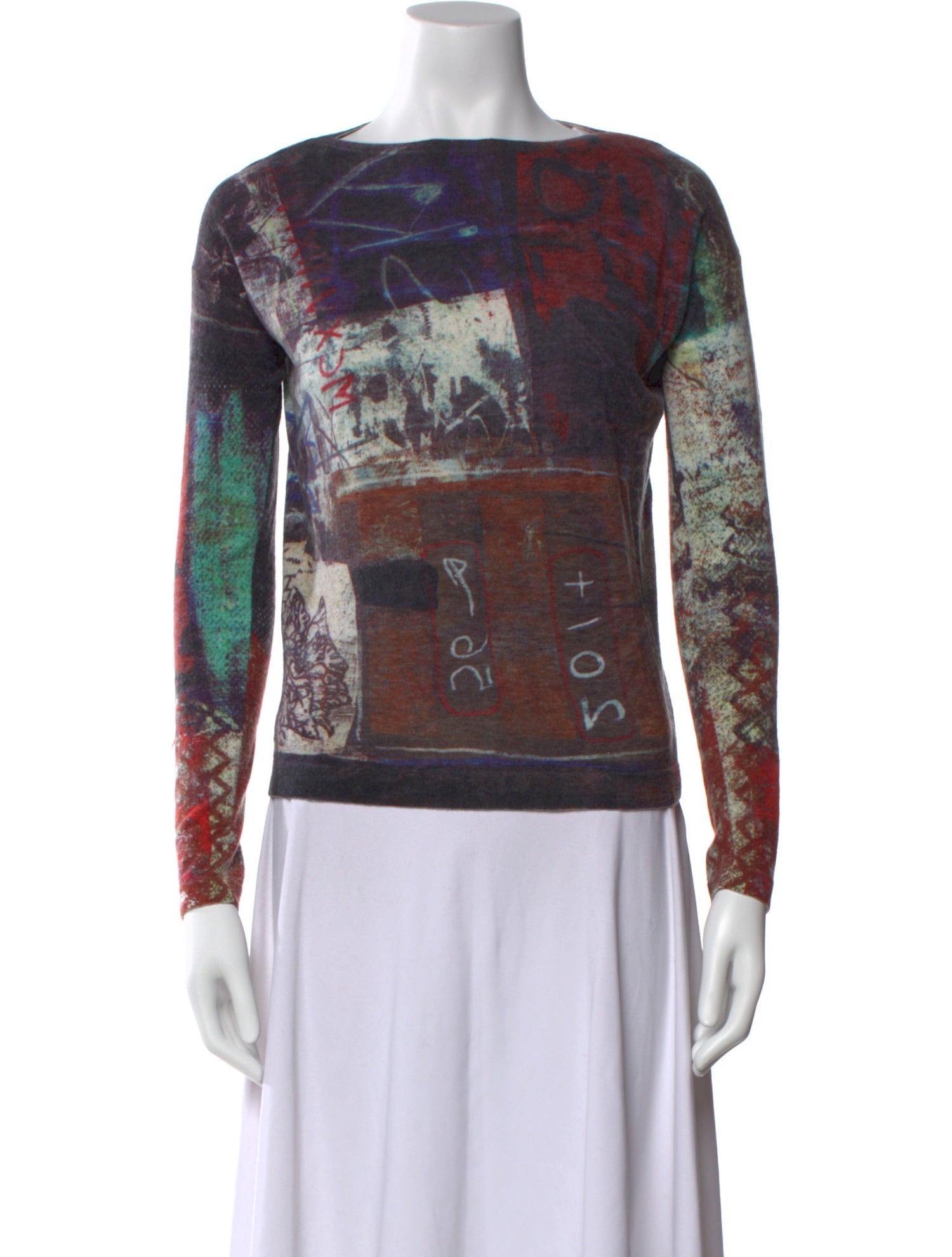 Donna Karan Cashmere Printed Sweater