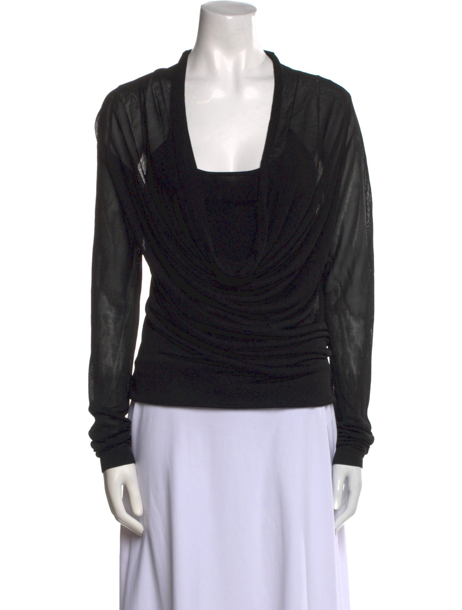 Donna Karan Cowl Neck Long Sleeve Top