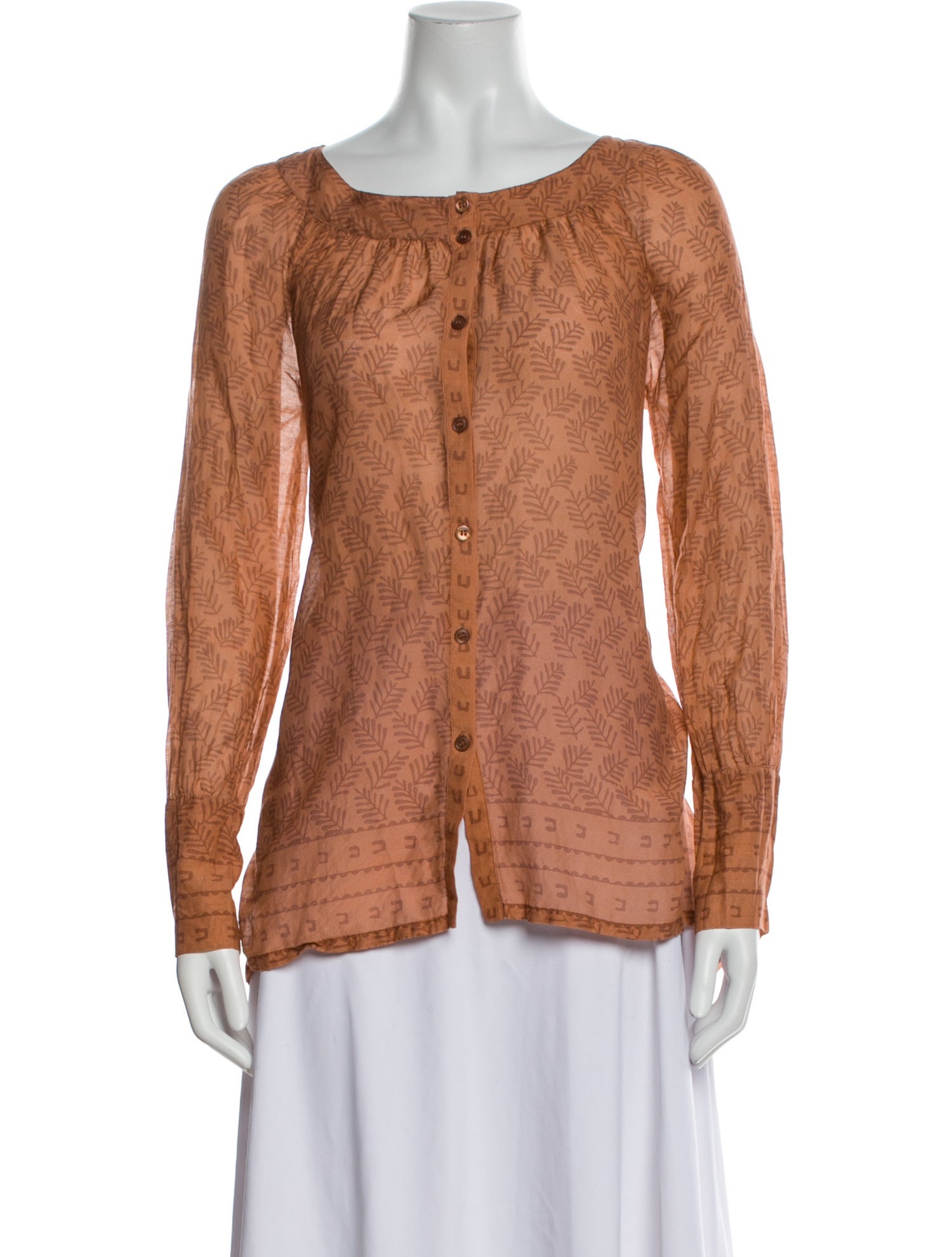 Donna Karan Bateau Neckline Long Sleeve Blouse