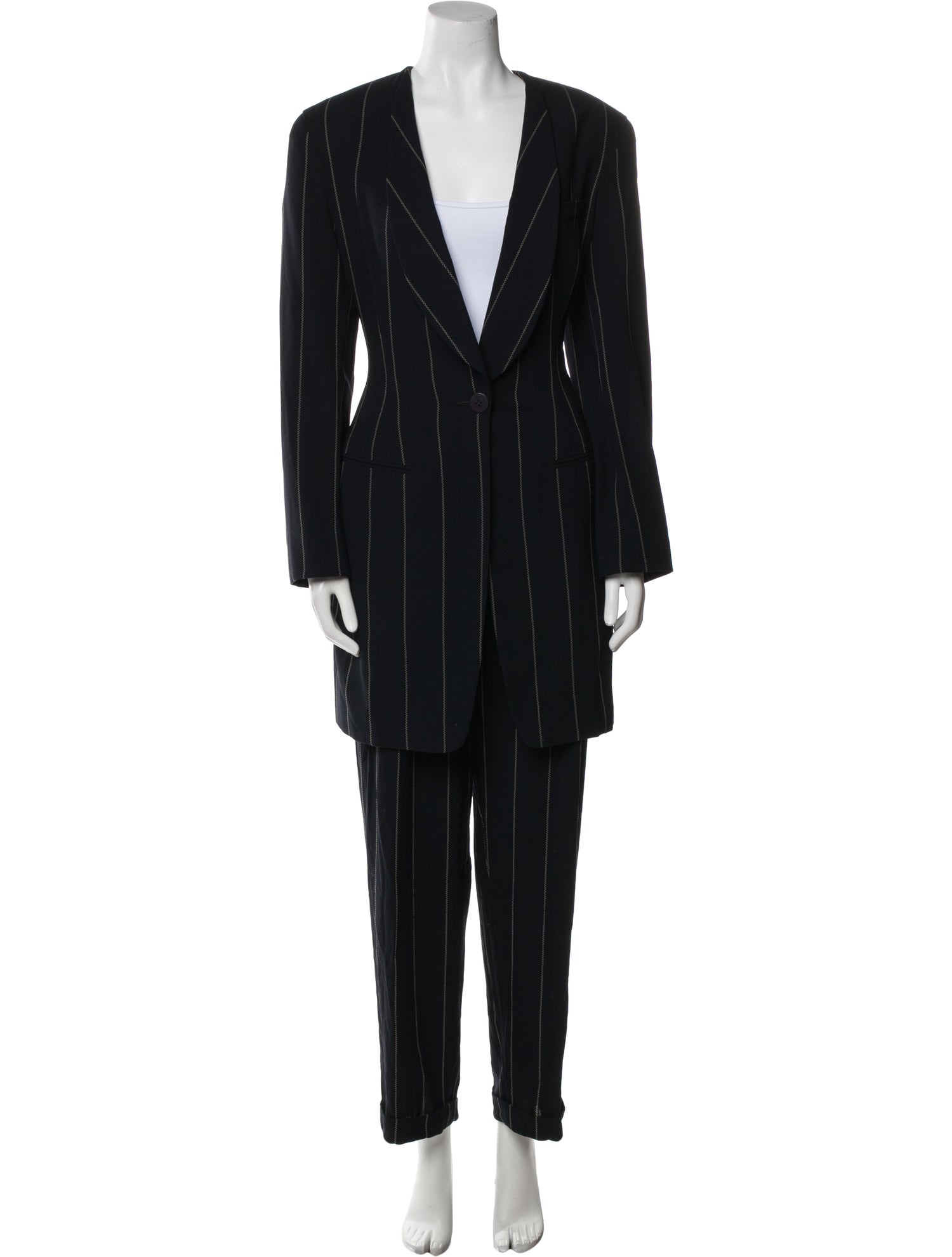 Donna Karan Wool Striped Pantsuit