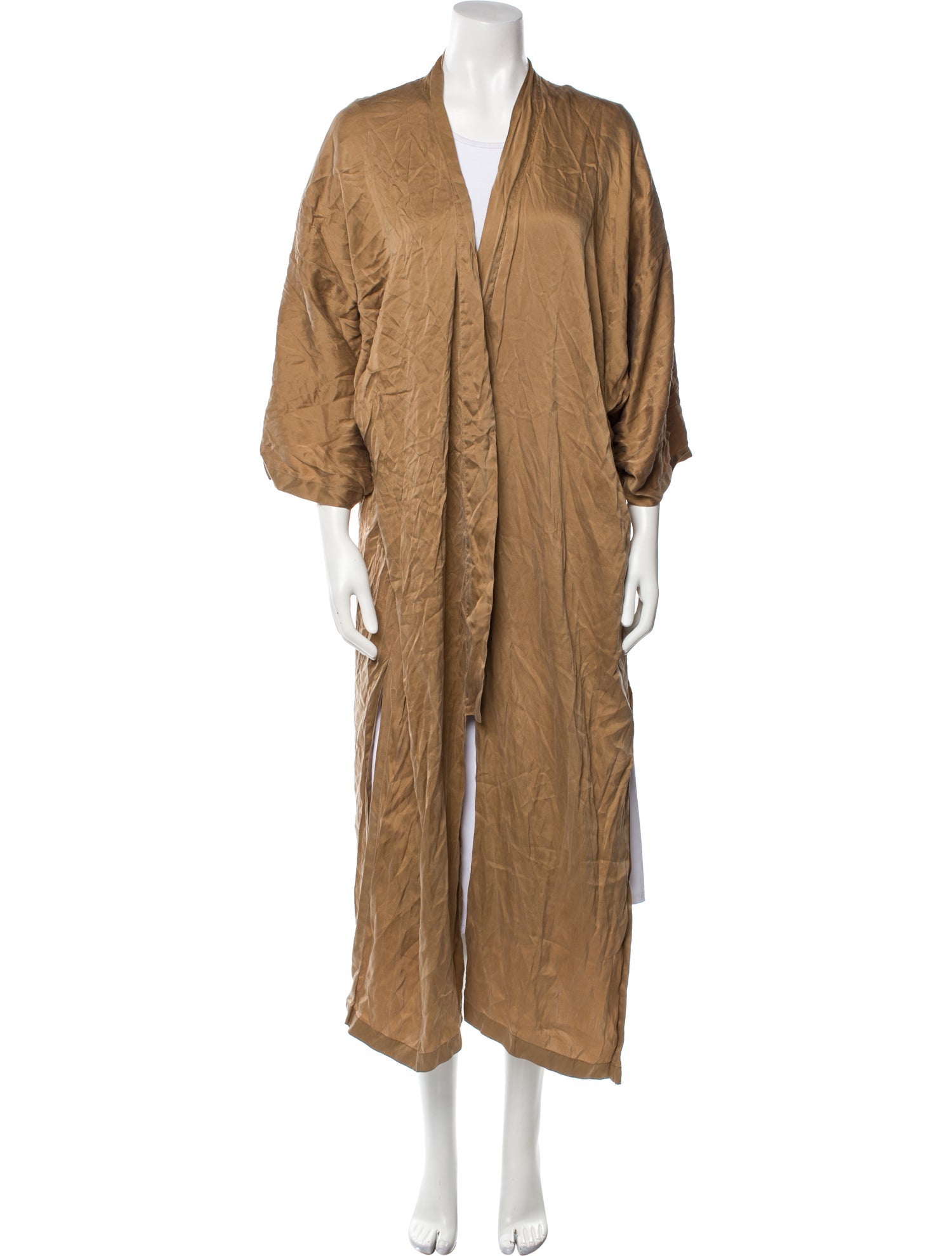 Donna Karan Silk Pleated Accents Robe