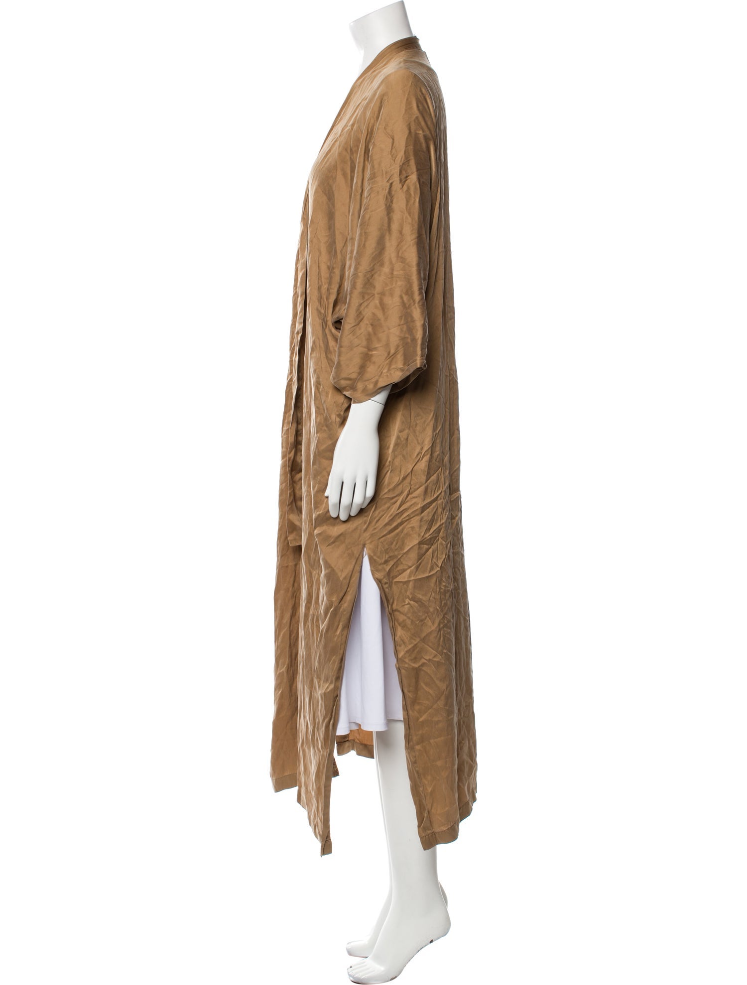Donna Karan Silk Pleated Accents Robe