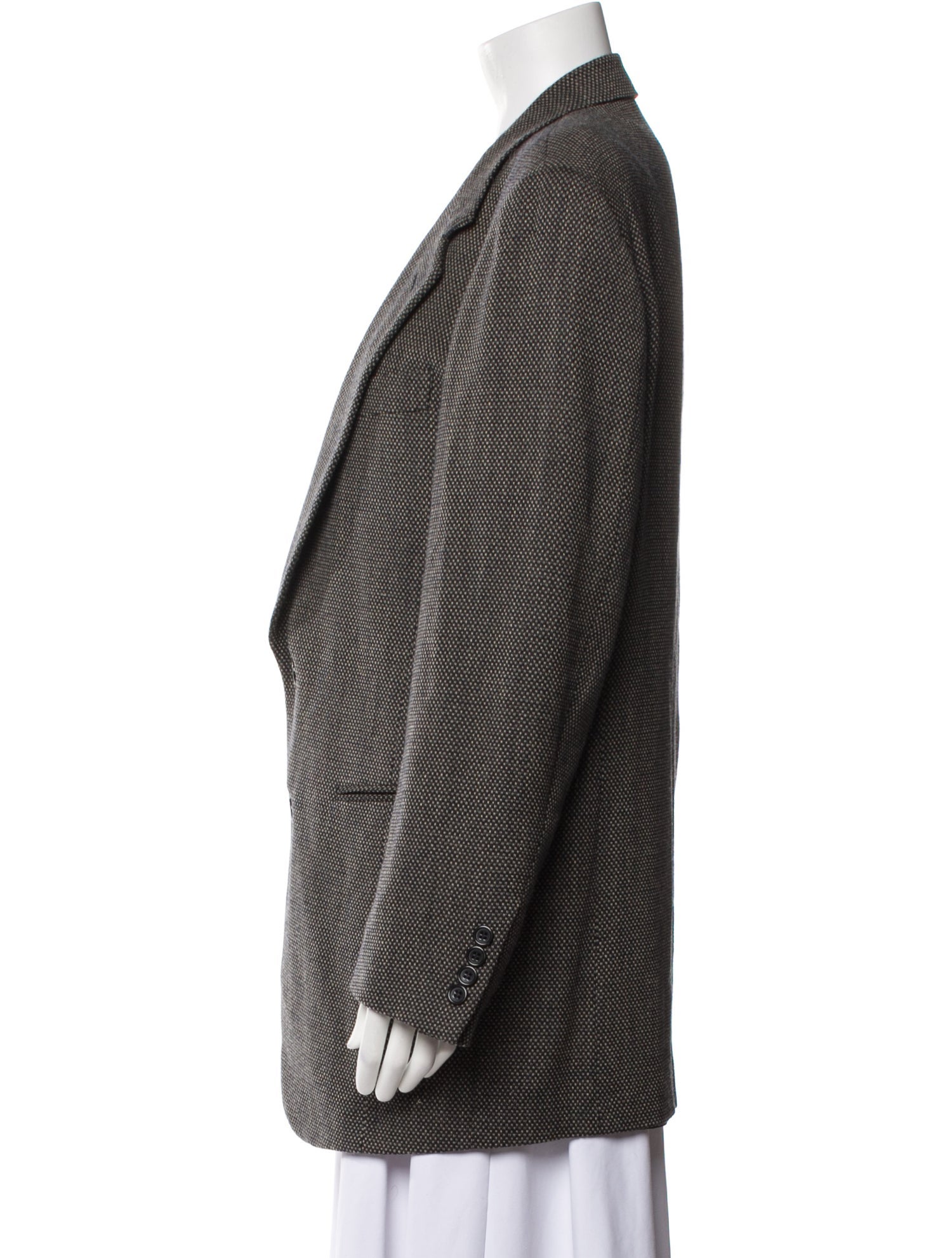 Donna Karan Wool Plaid Print Blazer