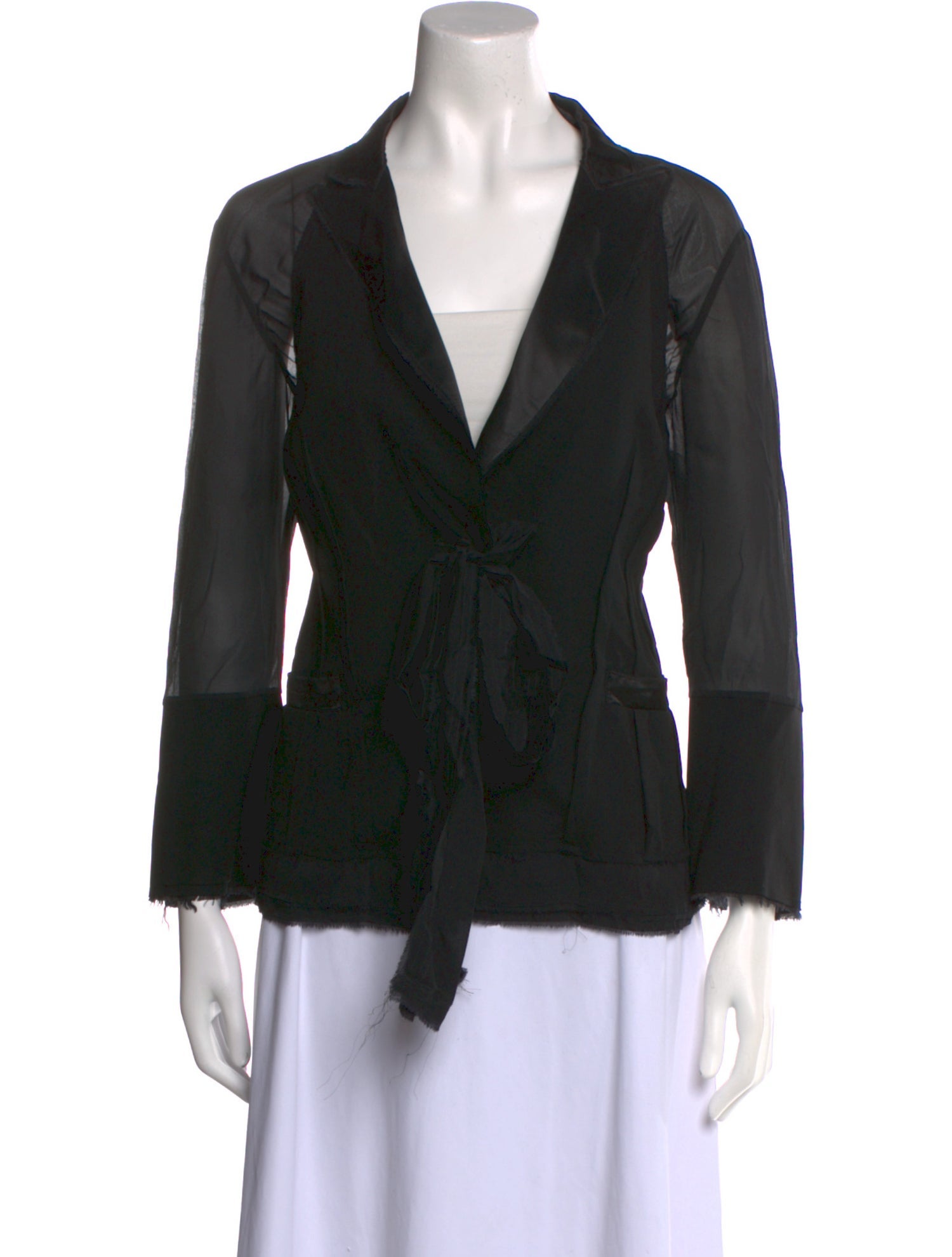 Donna Karan V-Neck Three-Quarter Sleeve Blouse