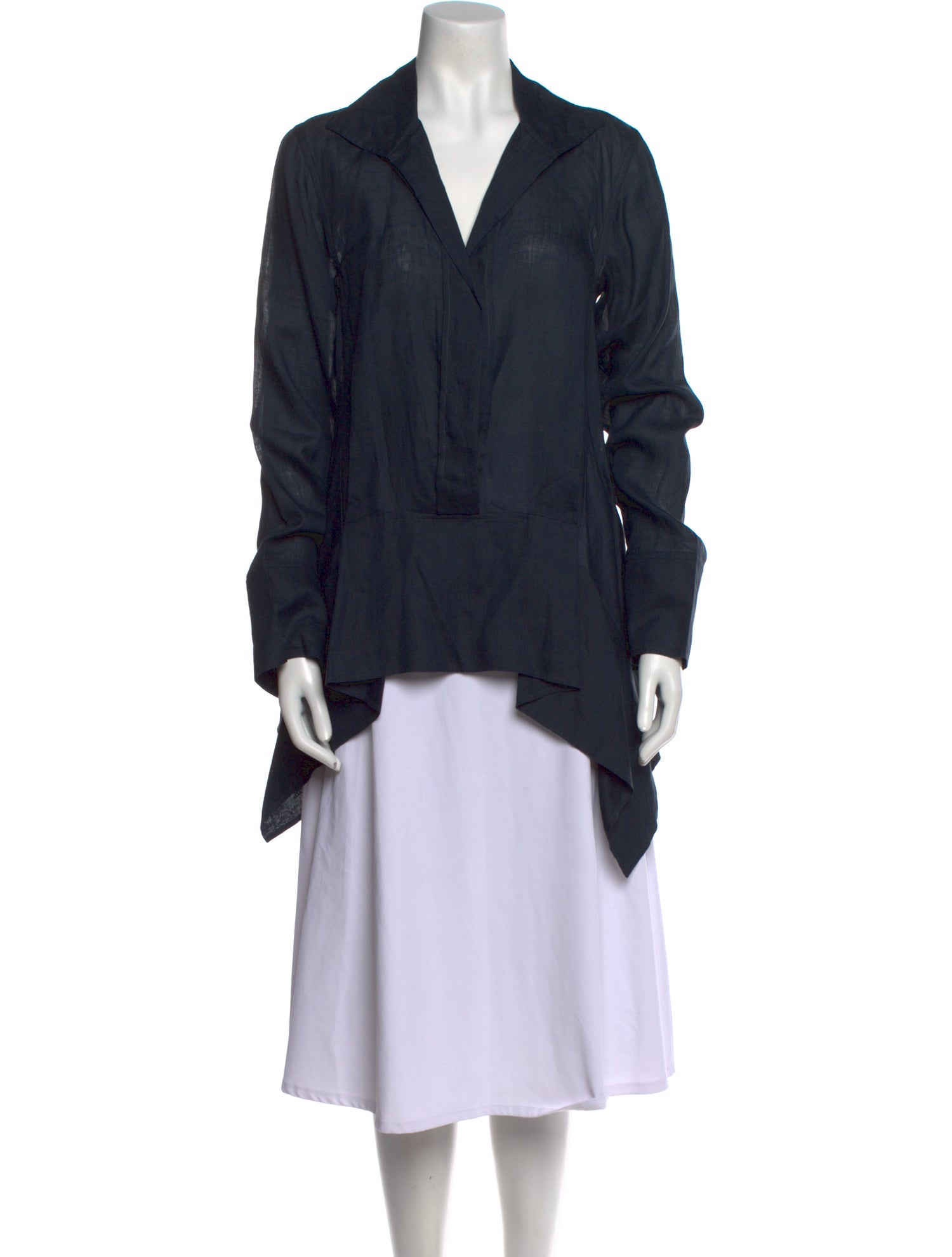 Blue Full Sleeve Rayon Tunic With Dori & Latkan Work At Yoke