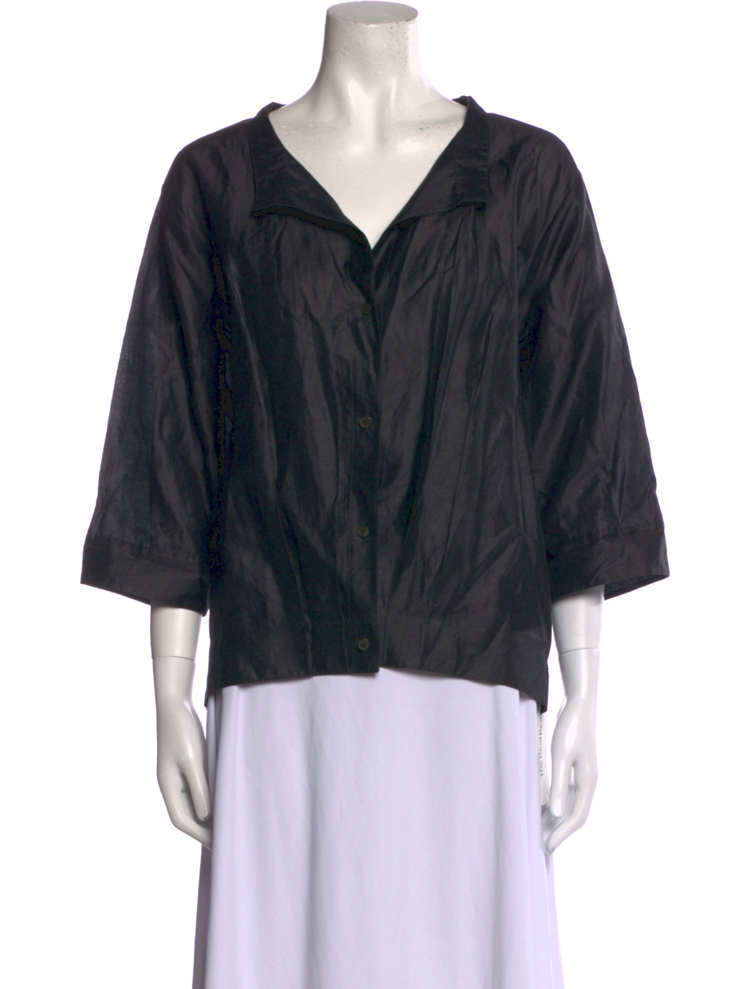 Donna Karan Linen V-Neck Blouse