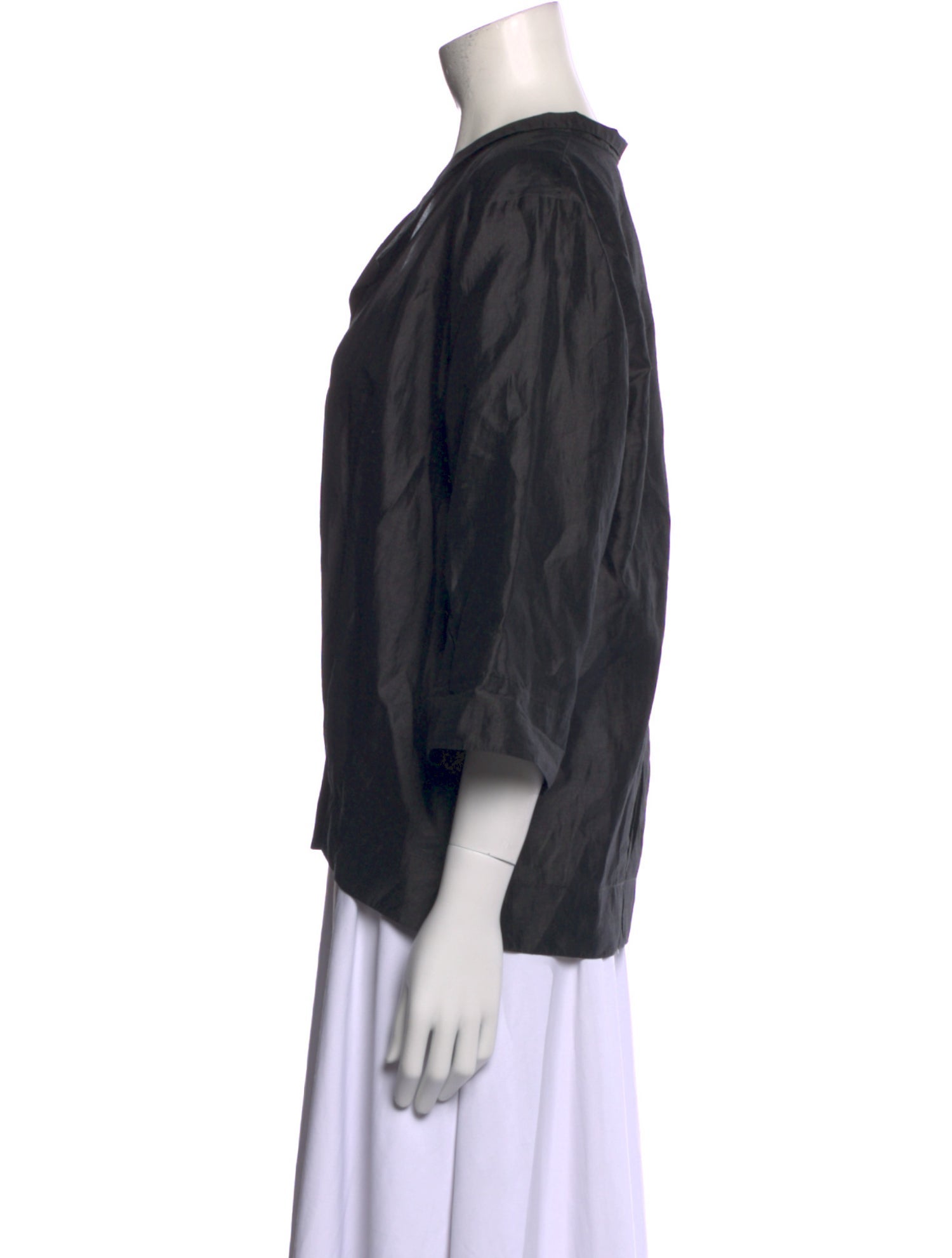 Donna Karan Linen V-Neck Blouse