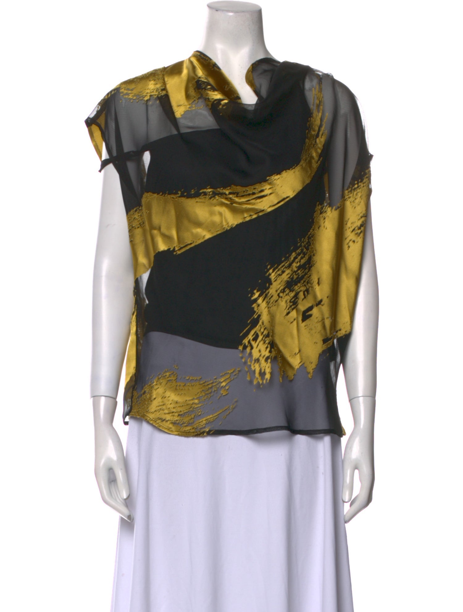 Donna Karan Printed Cowl Neck Blouse