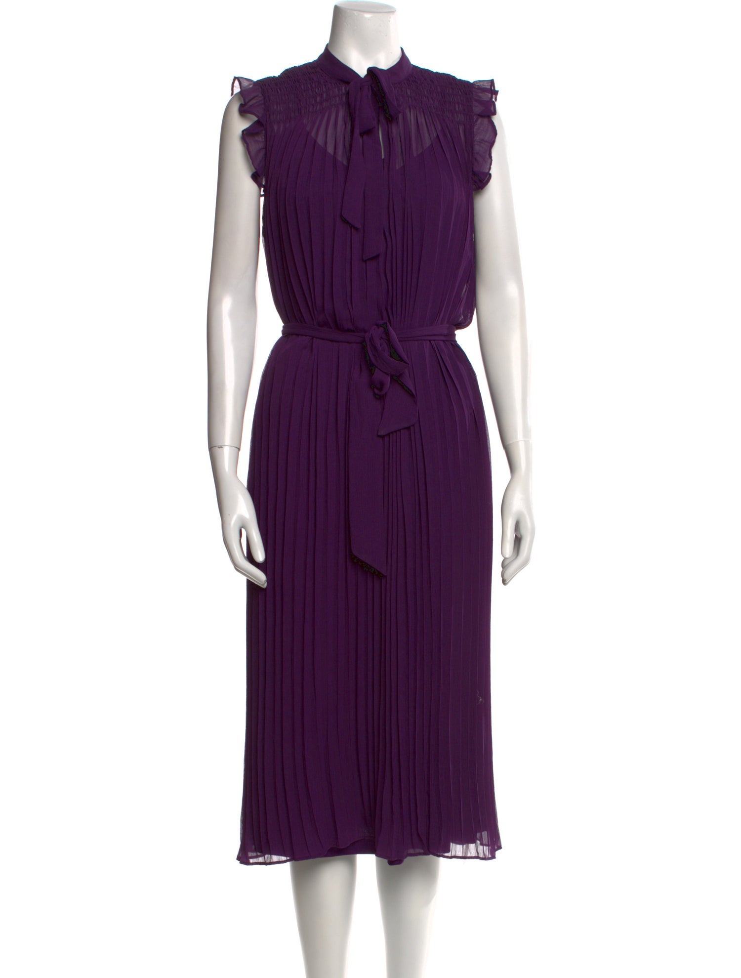 Donna Karan Tie Neck Midi Length Dress