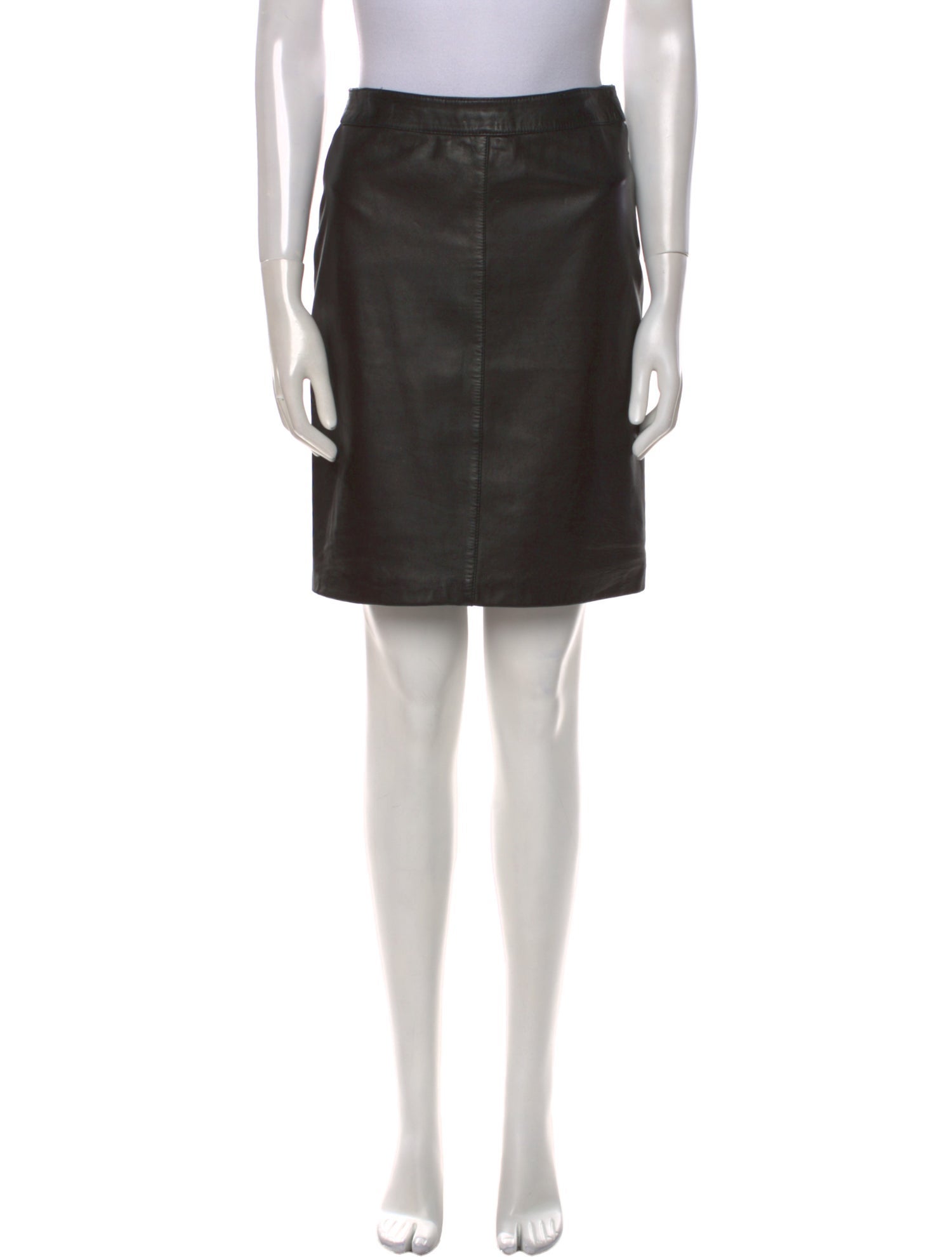 Donna Karan Leather Knee-Length Skirt