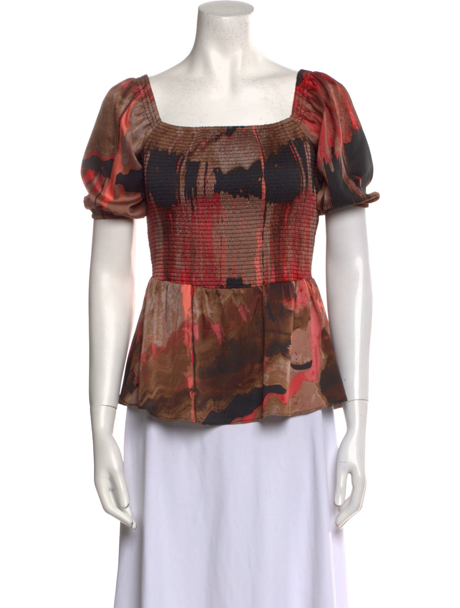 Donna Karan Printed Square Neckline Blouse