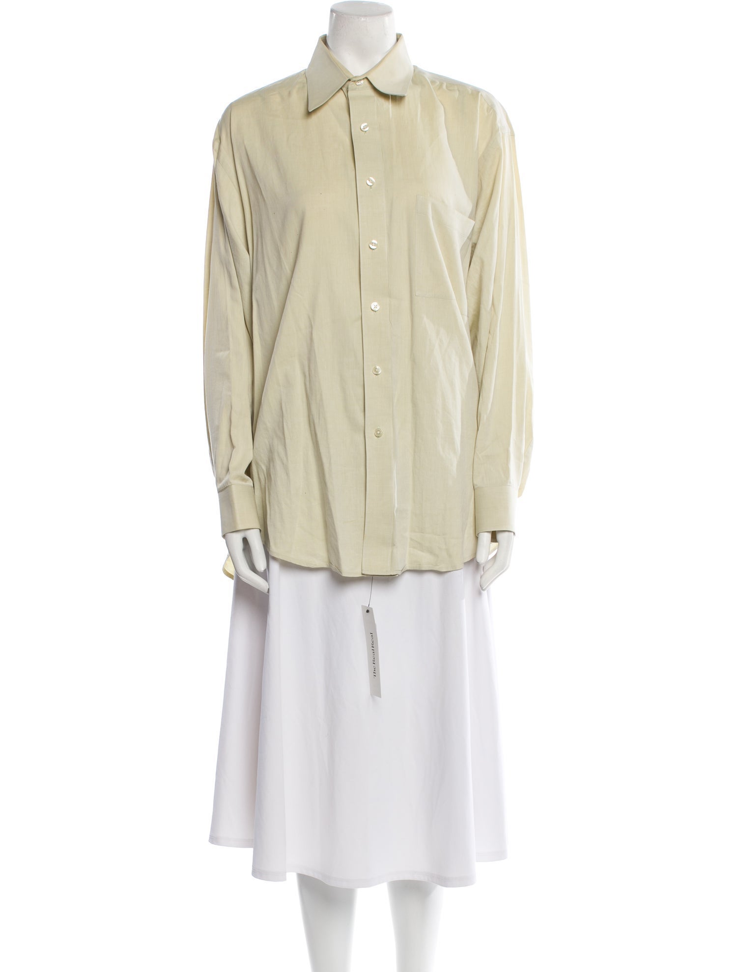 Donna Karan Silk Long Sleeve Button-Up Top
