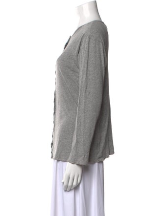 Donna Karan Scoop Neck Long Sleeve Button-Up Top