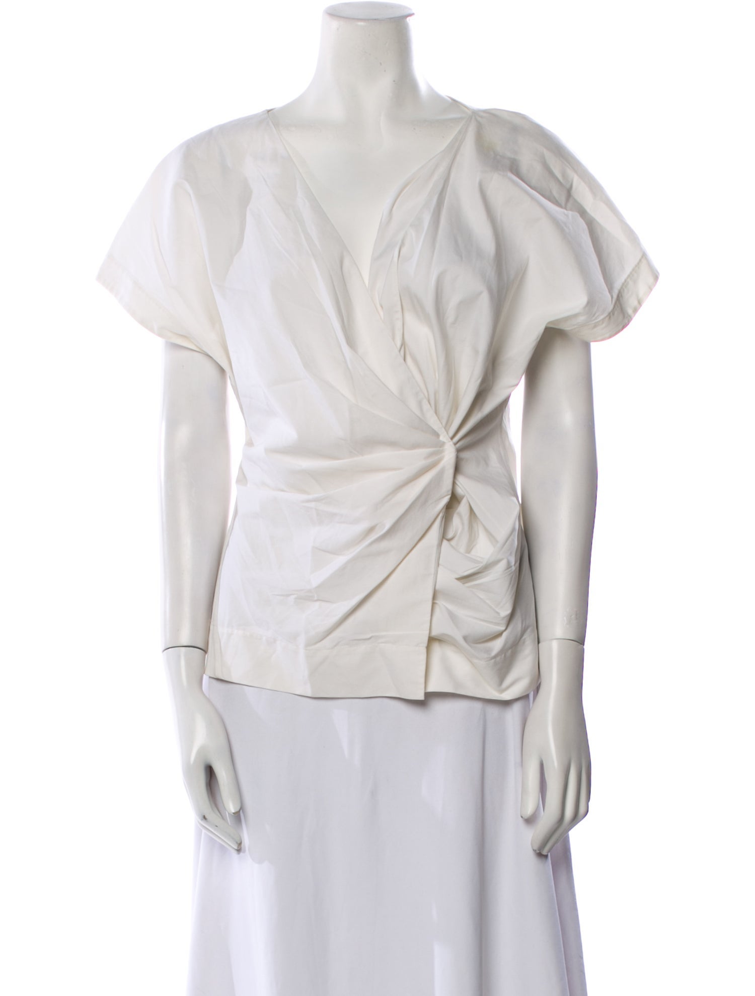 Donna Karan V-Neck Short Sleeve Blouse