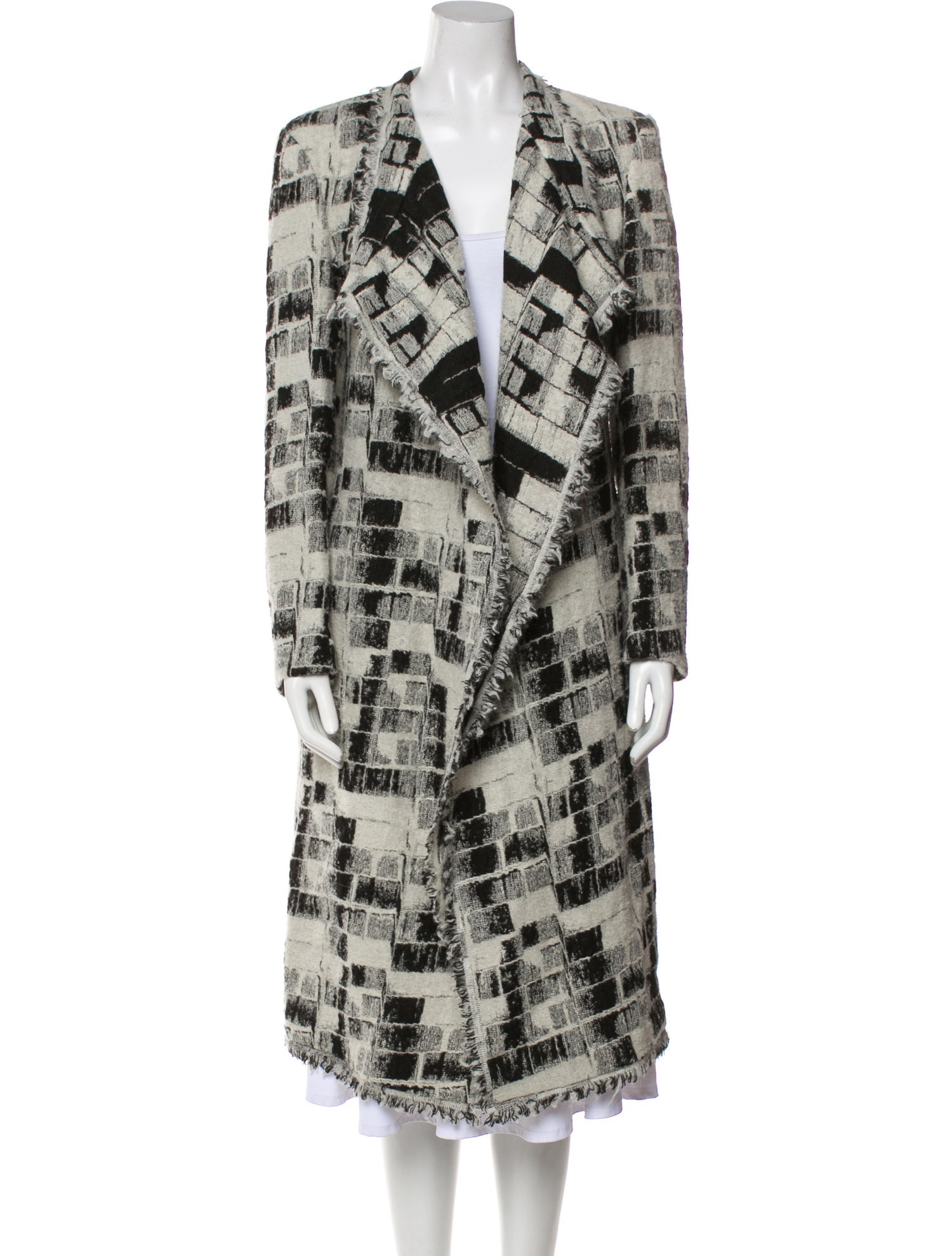 Donna Karan Linen Plaid Print Coat