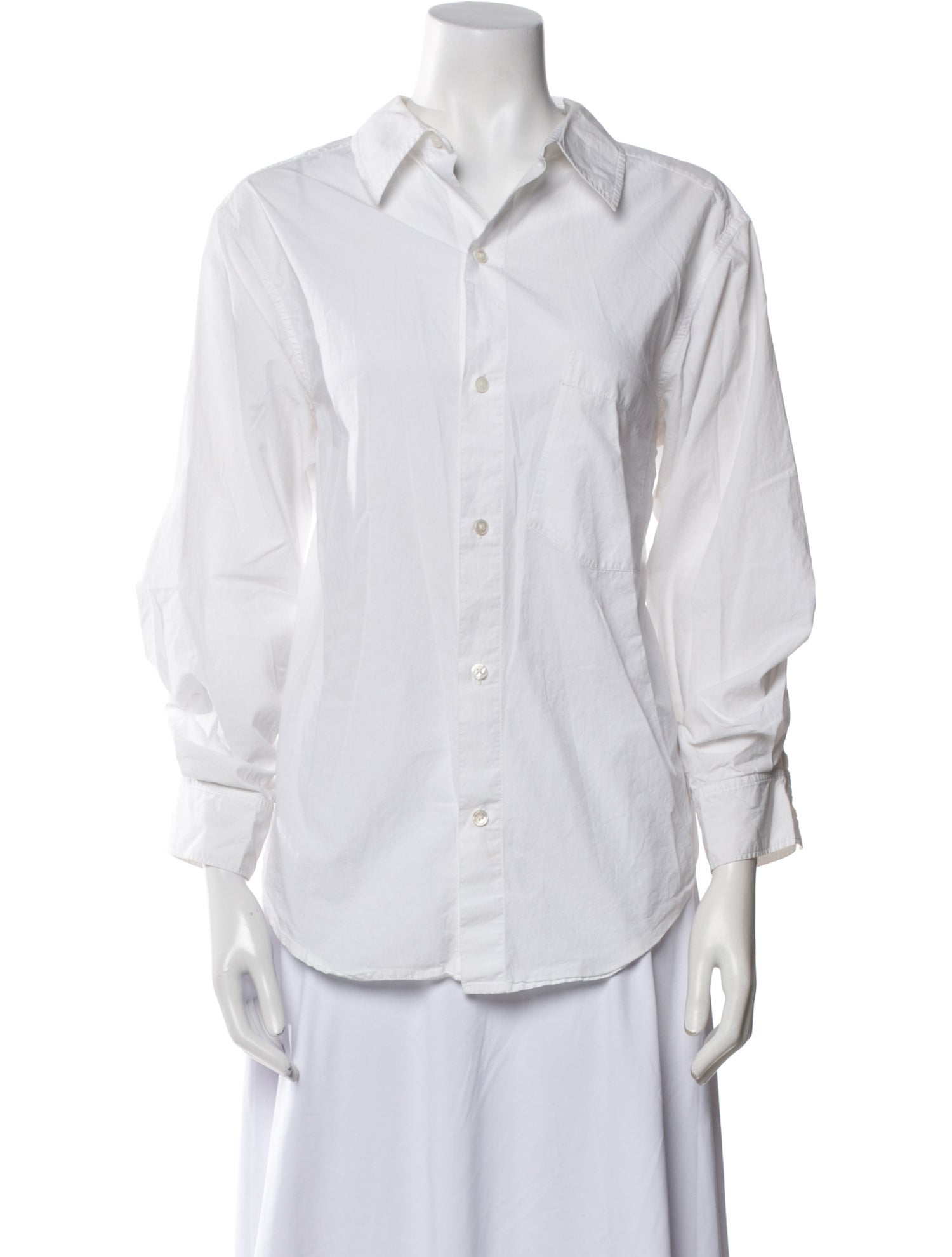 Donna Karan Three-Quarter Sleeve Button-Up Top