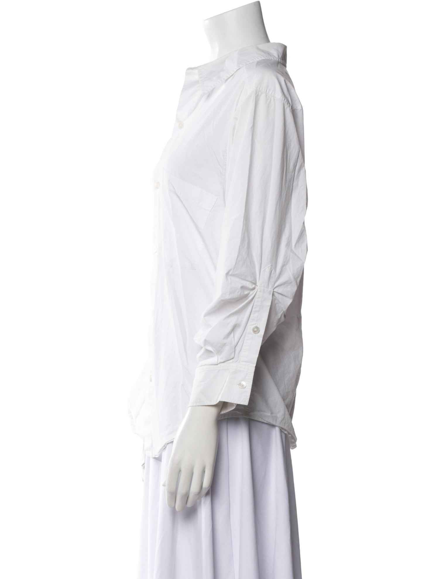 Donna Karan Three-Quarter Sleeve Button-Up Top