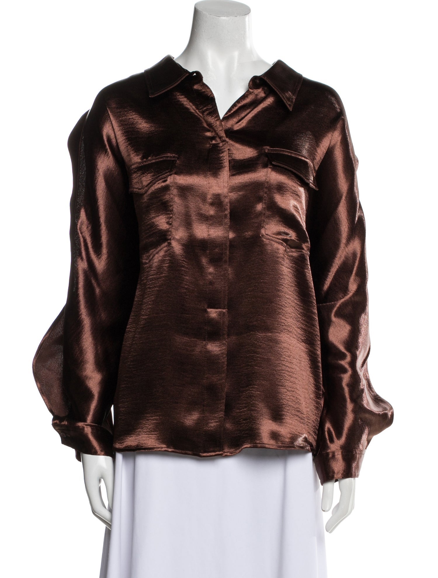 Donna Karan V-Neck Long Sleeve Blouse