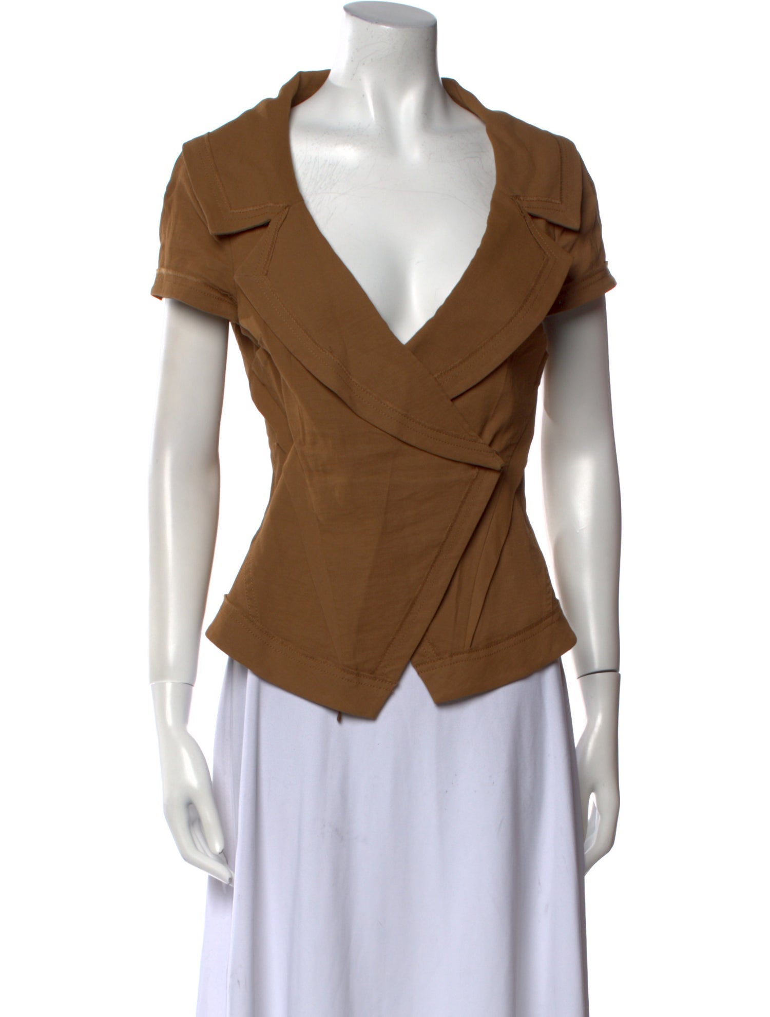 Donna Karan Linen V-Neck Blouse