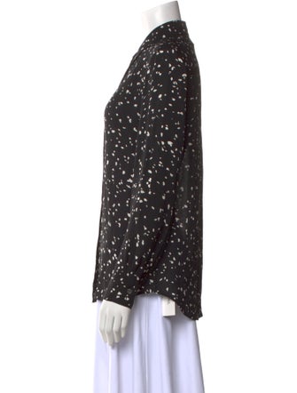 Donna Karan Silk Printed Button-Up Top