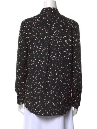 Donna Karan Silk Printed Button-Up Top