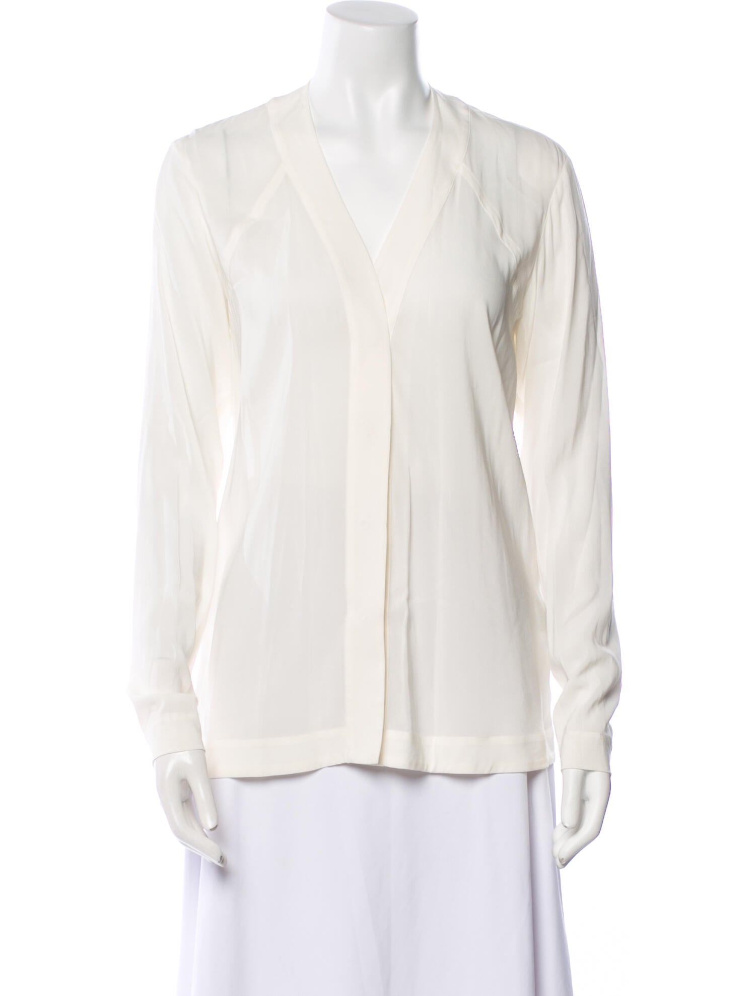 Donna Karan V-Neck Long Sleeve Blouse