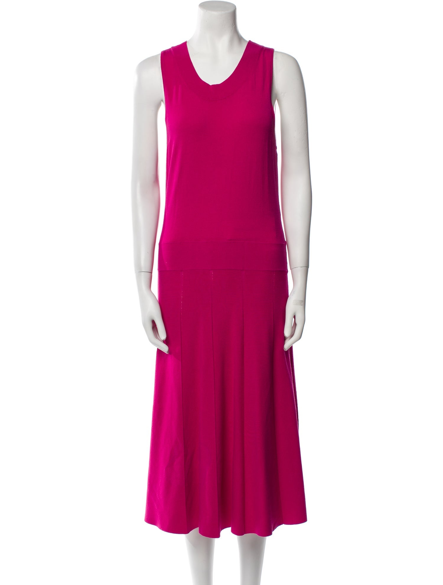 Donna Karan Scoop Neck Midi Length Dress