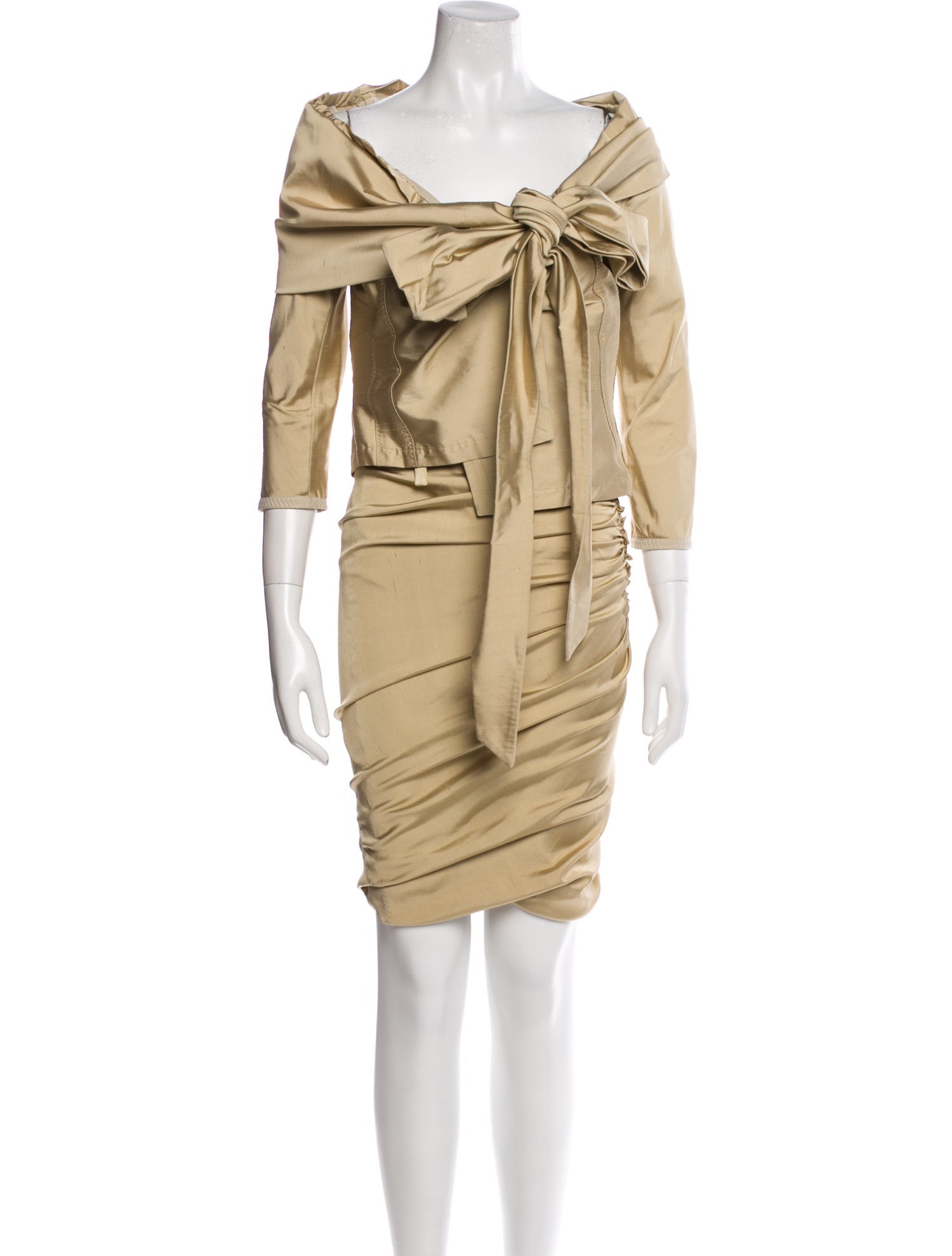 Donna Karan Silk Ruffle Embellishment Skirt Set