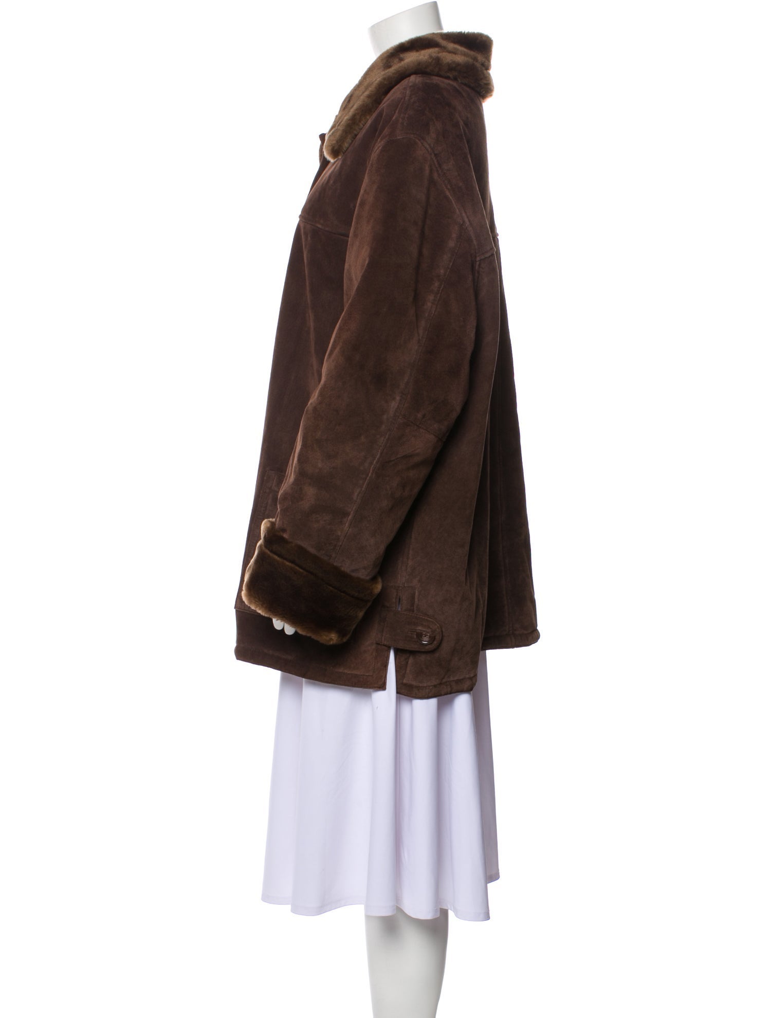 Dennis Basso Leather Faux Fur Coat