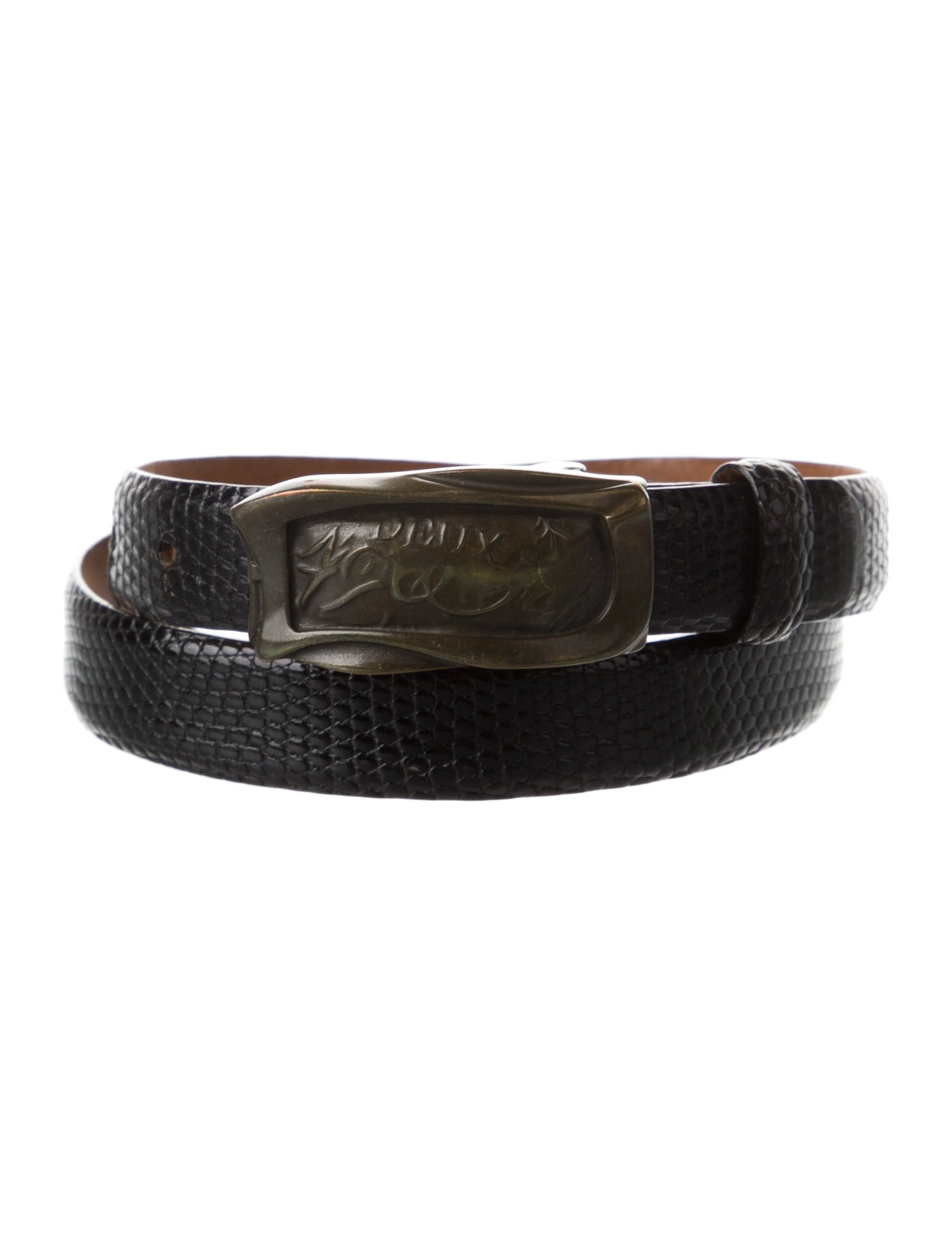 Donna Karan Skinny Embossed Leather Belt