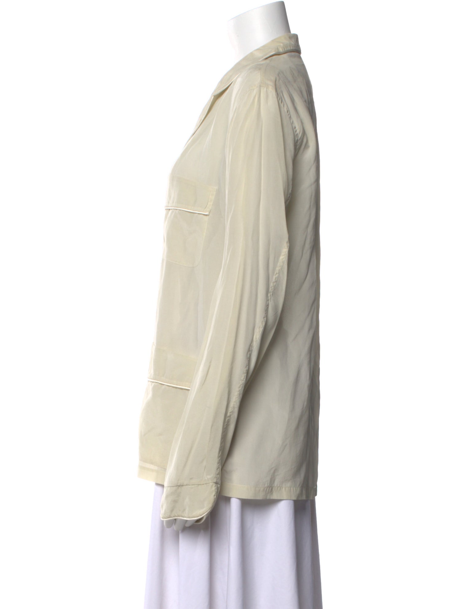 Donna Karan Silk Long Sleeve Button-Up Top