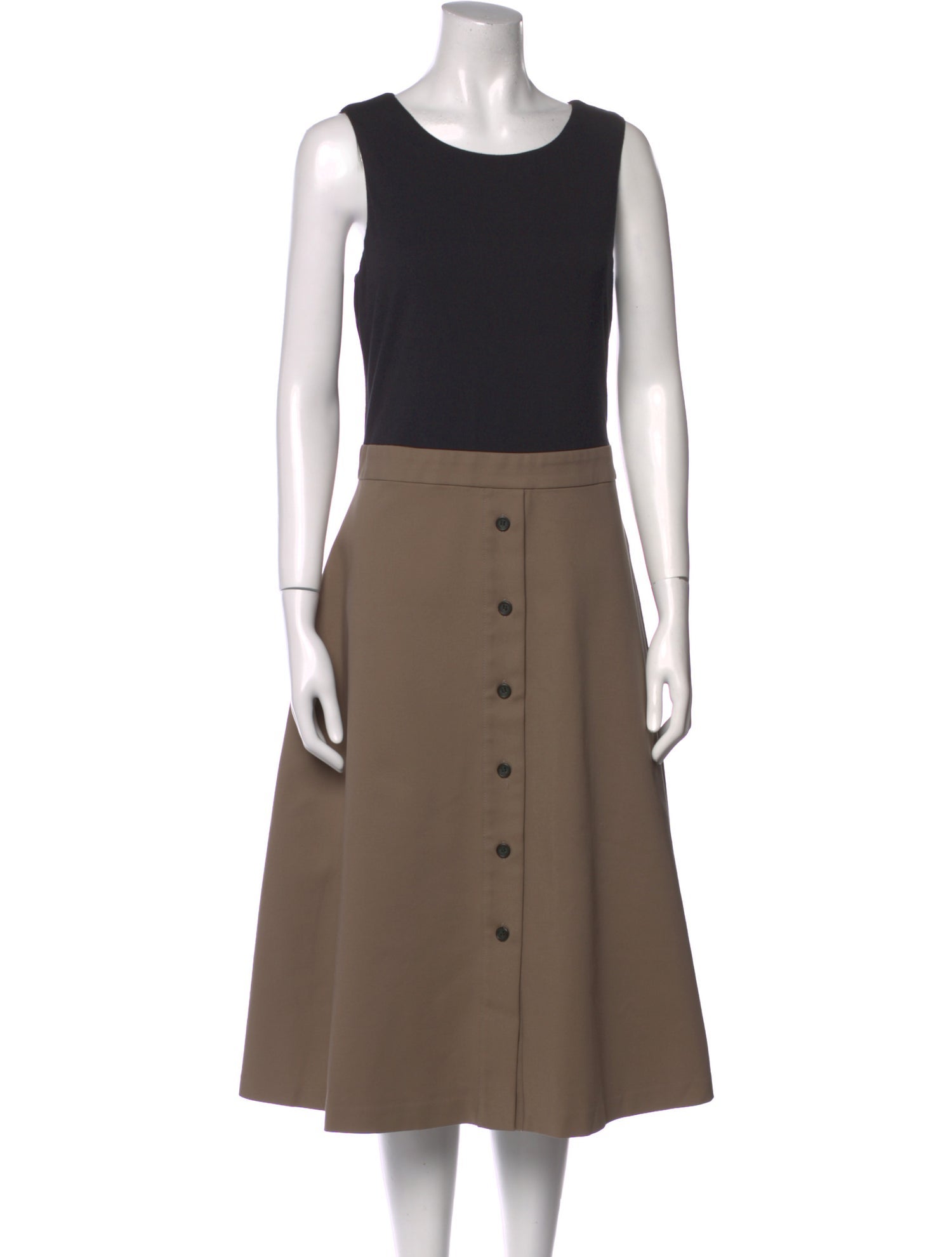 Donna Karan Scoop Neck Midi Length Dress