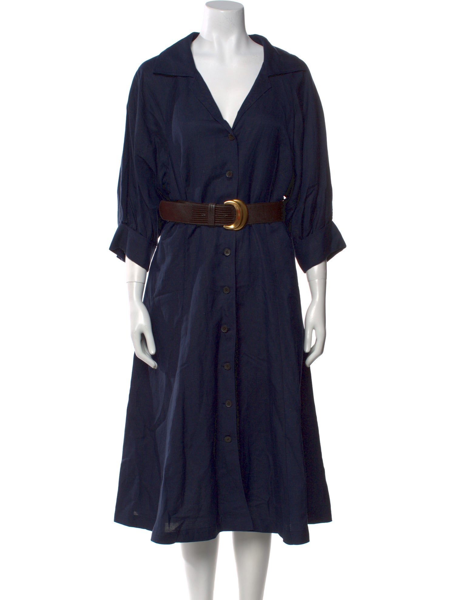 Donna Karan V-Neck Midi Length Dress