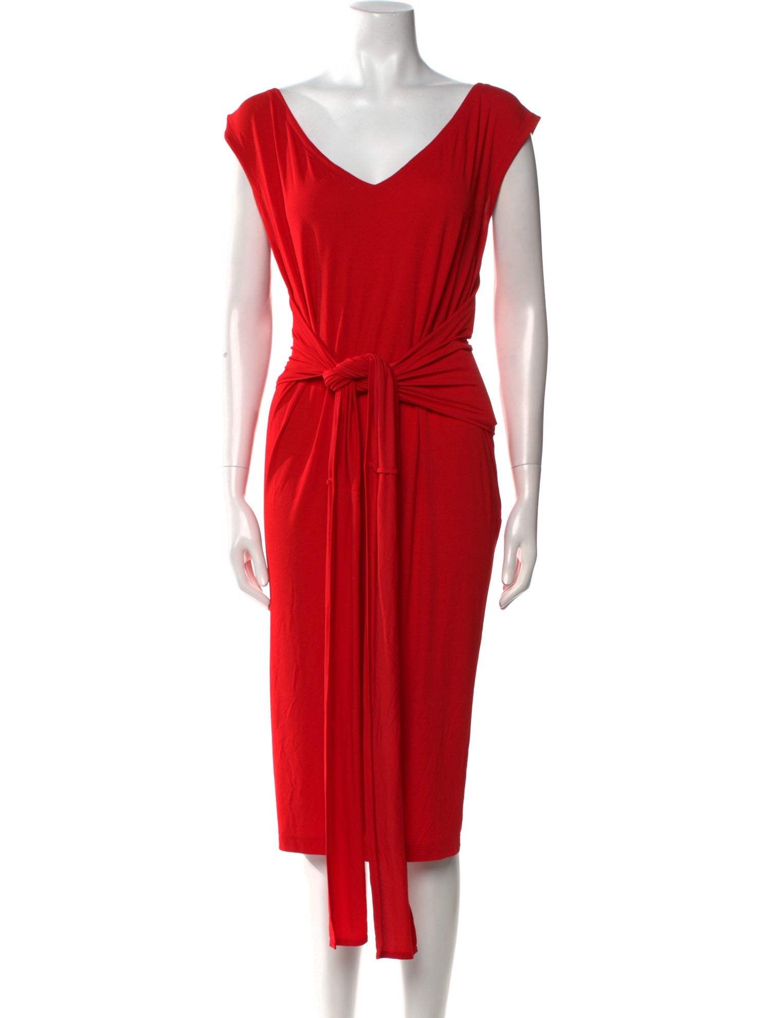 Donna Karan V-Neck Midi Length Dress
