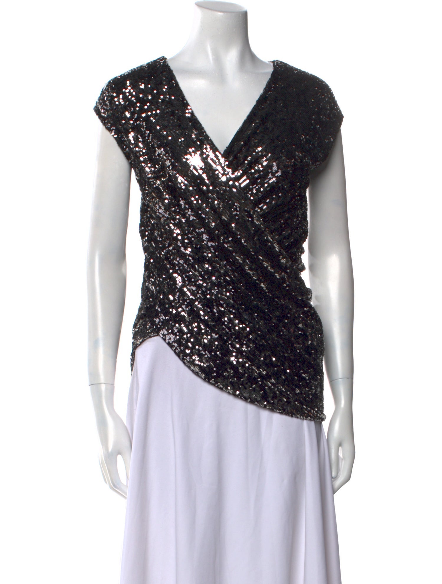 Donna Karan V-Neck Short Sleeve Blouse