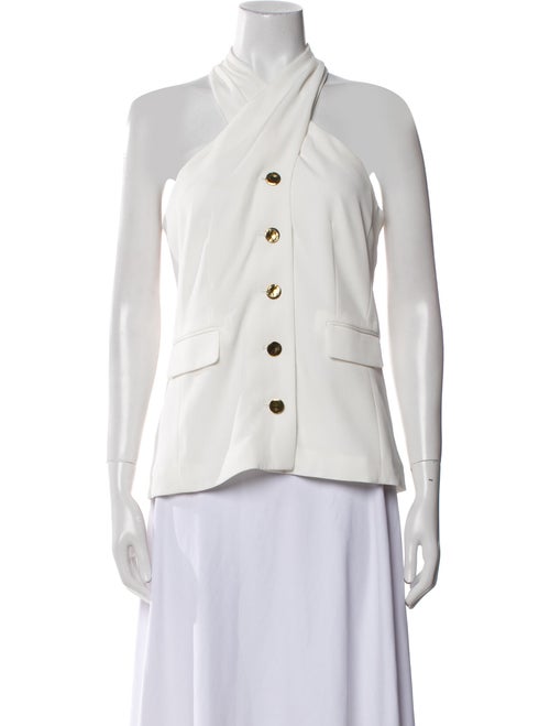 Donna Karan Halterneck Sleeveless Button-Up Top