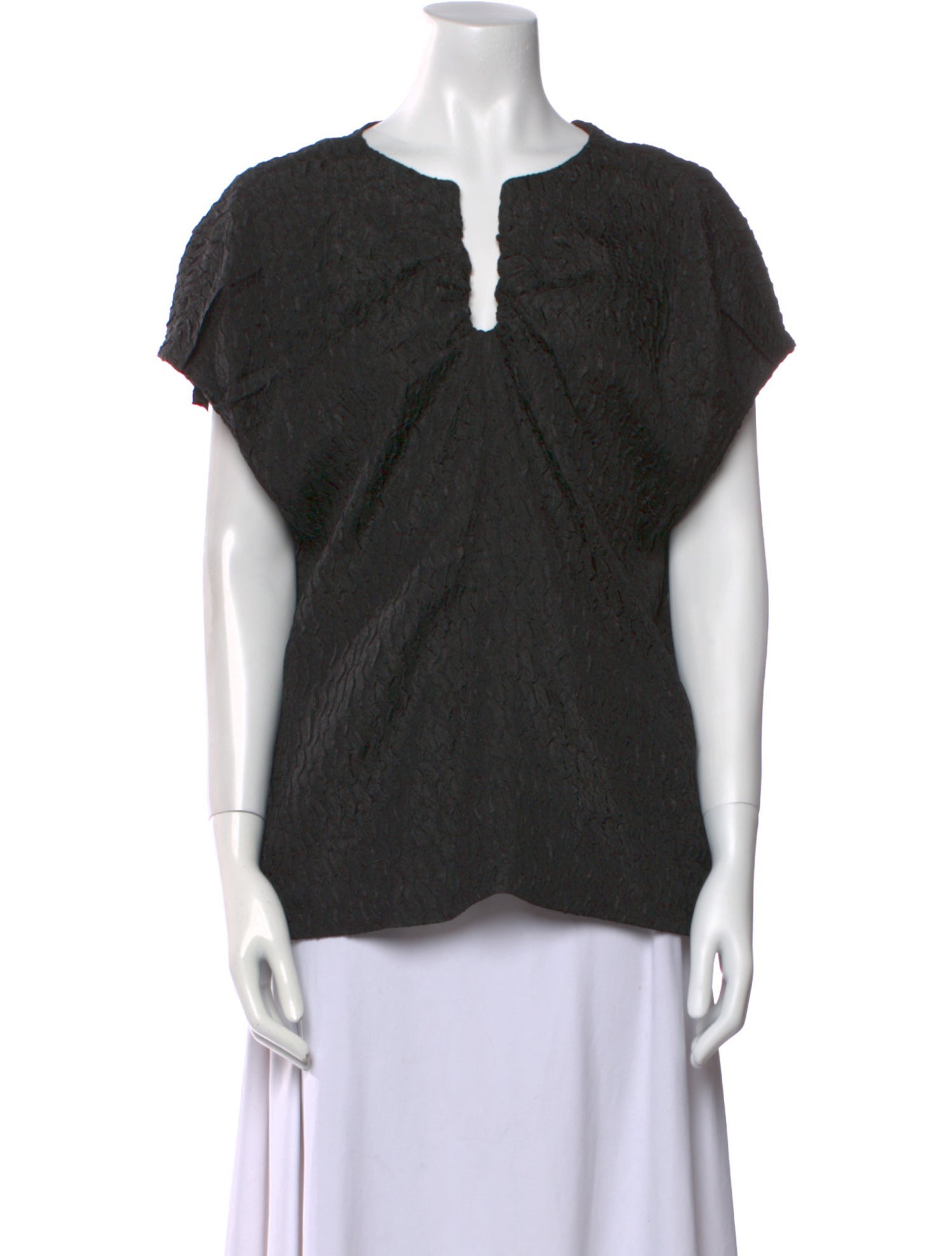 Donna Karan V-Neck Short Sleeve Blouse