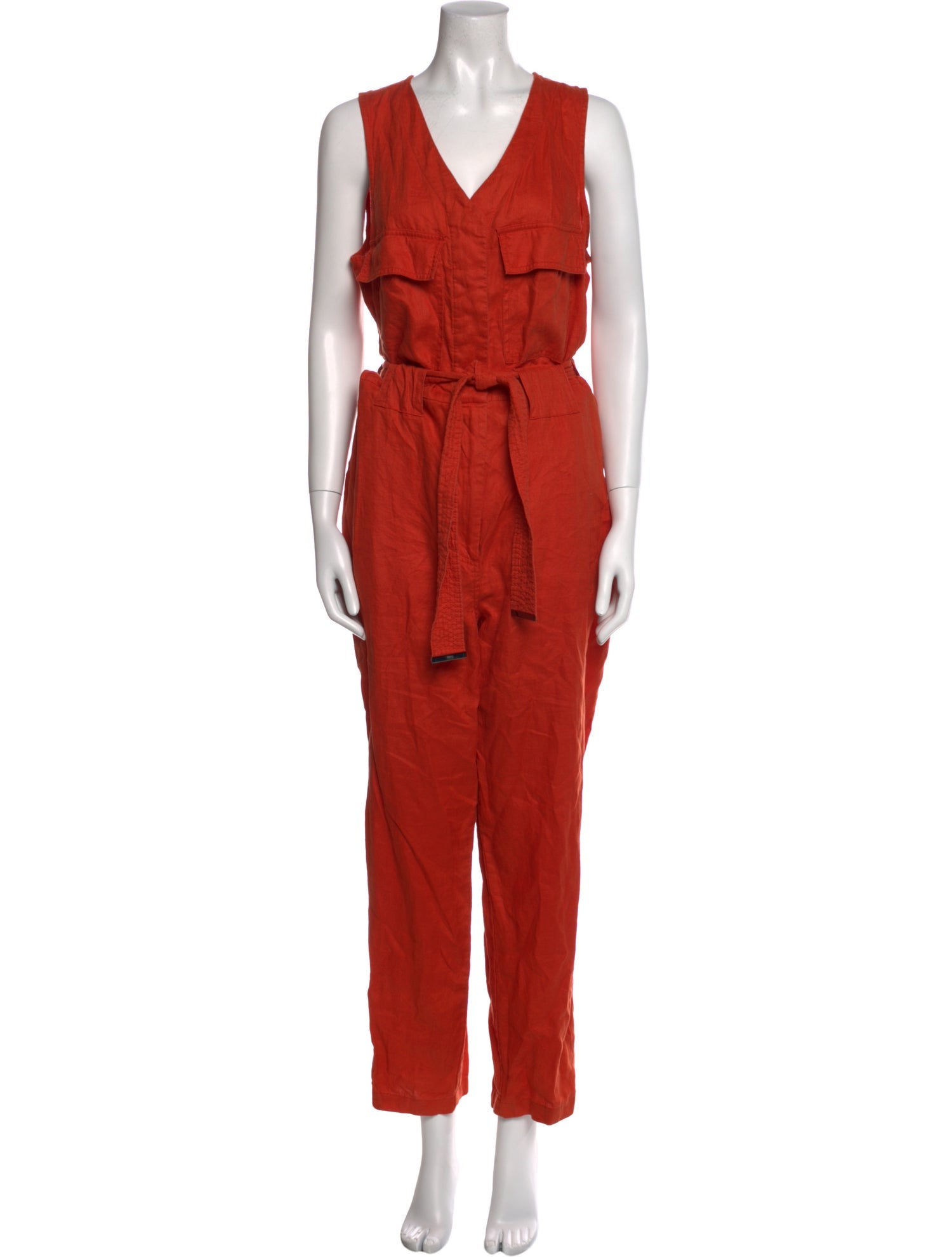Donna Karan Linen V-Neck Jumpsuit