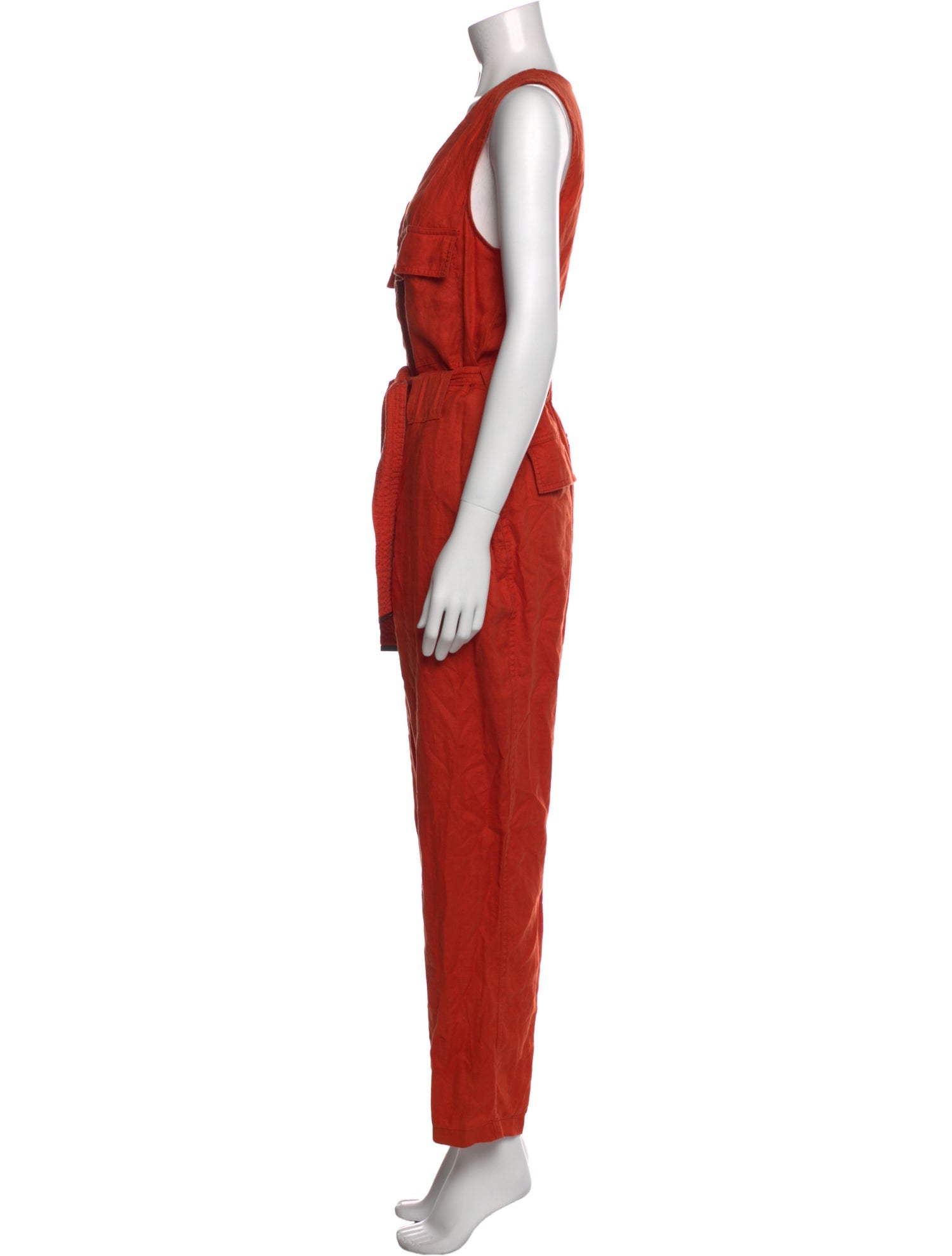 Donna Karan Linen V-Neck Jumpsuit
