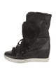 Donna Karan Leather Colorblock Pattern Lace-Up Boots