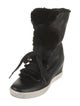 Donna Karan Leather Colorblock Pattern Lace-Up Boots