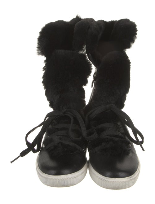 Donna Karan Leather Colorblock Pattern Lace-Up Boots