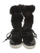 Donna Karan Leather Colorblock Pattern Lace-Up Boots