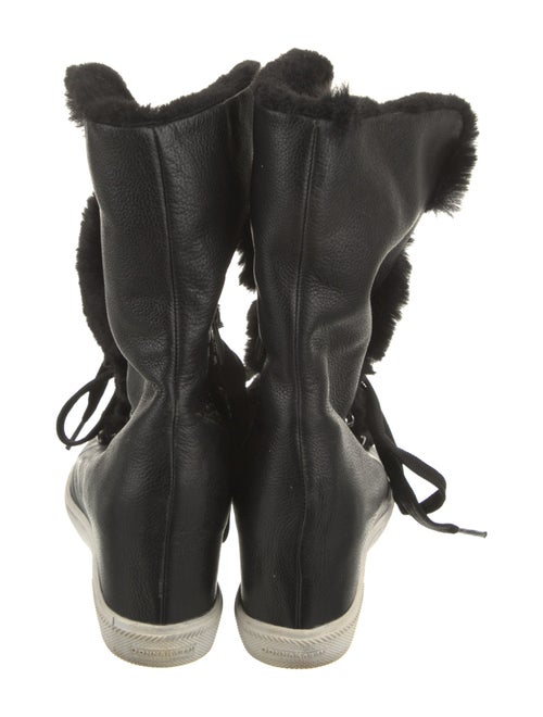 Donna Karan Leather Colorblock Pattern Lace-Up Boots