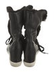 Donna Karan Leather Colorblock Pattern Lace-Up Boots