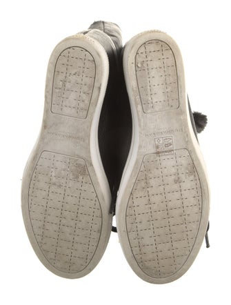 Donna Karan Leather Colorblock Pattern Lace-Up Boots