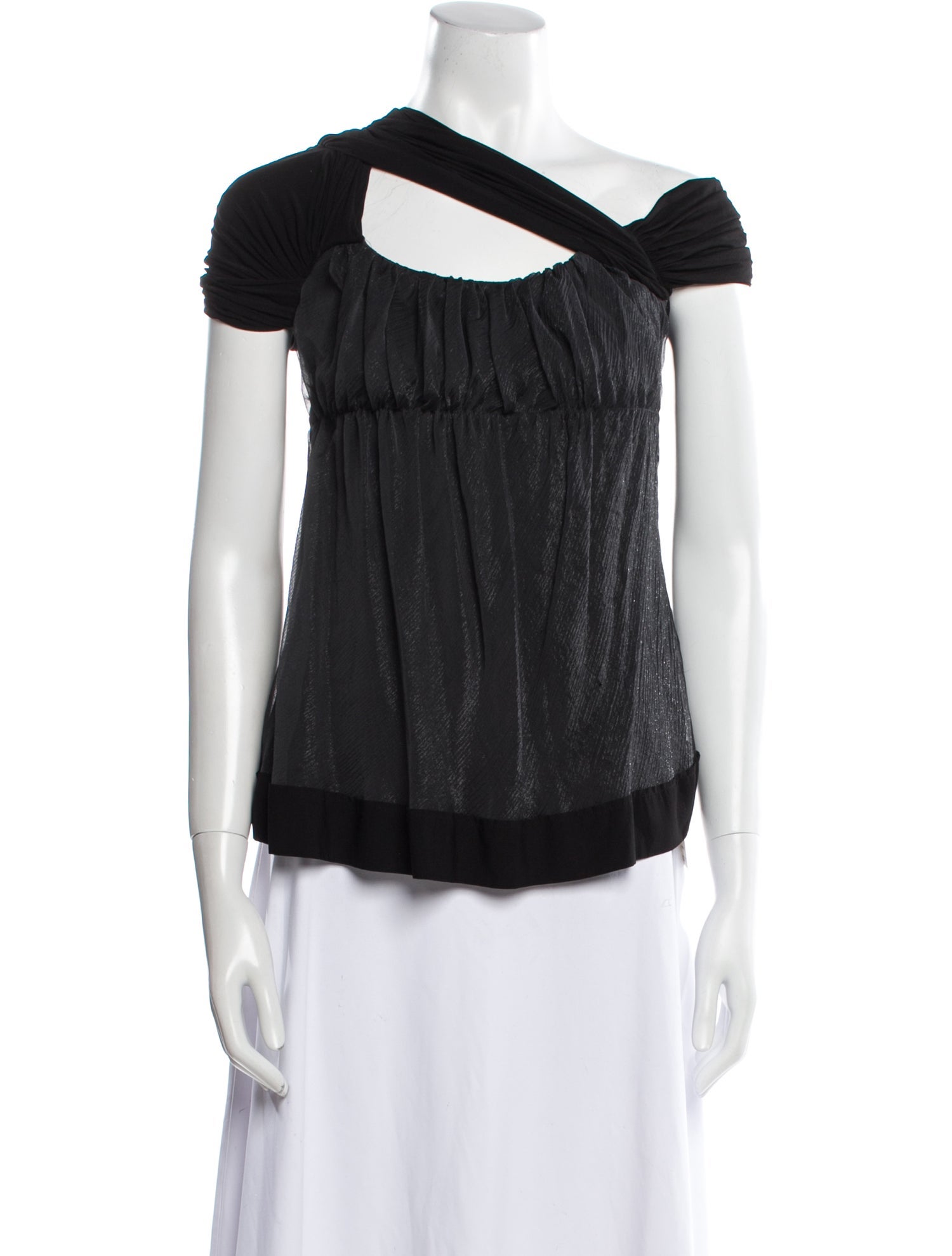 Donna Karan Asymmetrical Short Sleeve Top