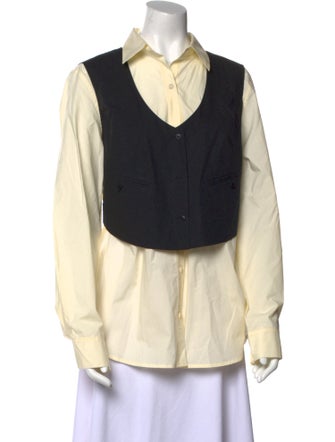 Donna Karan Long Sleeve Button-Up Top