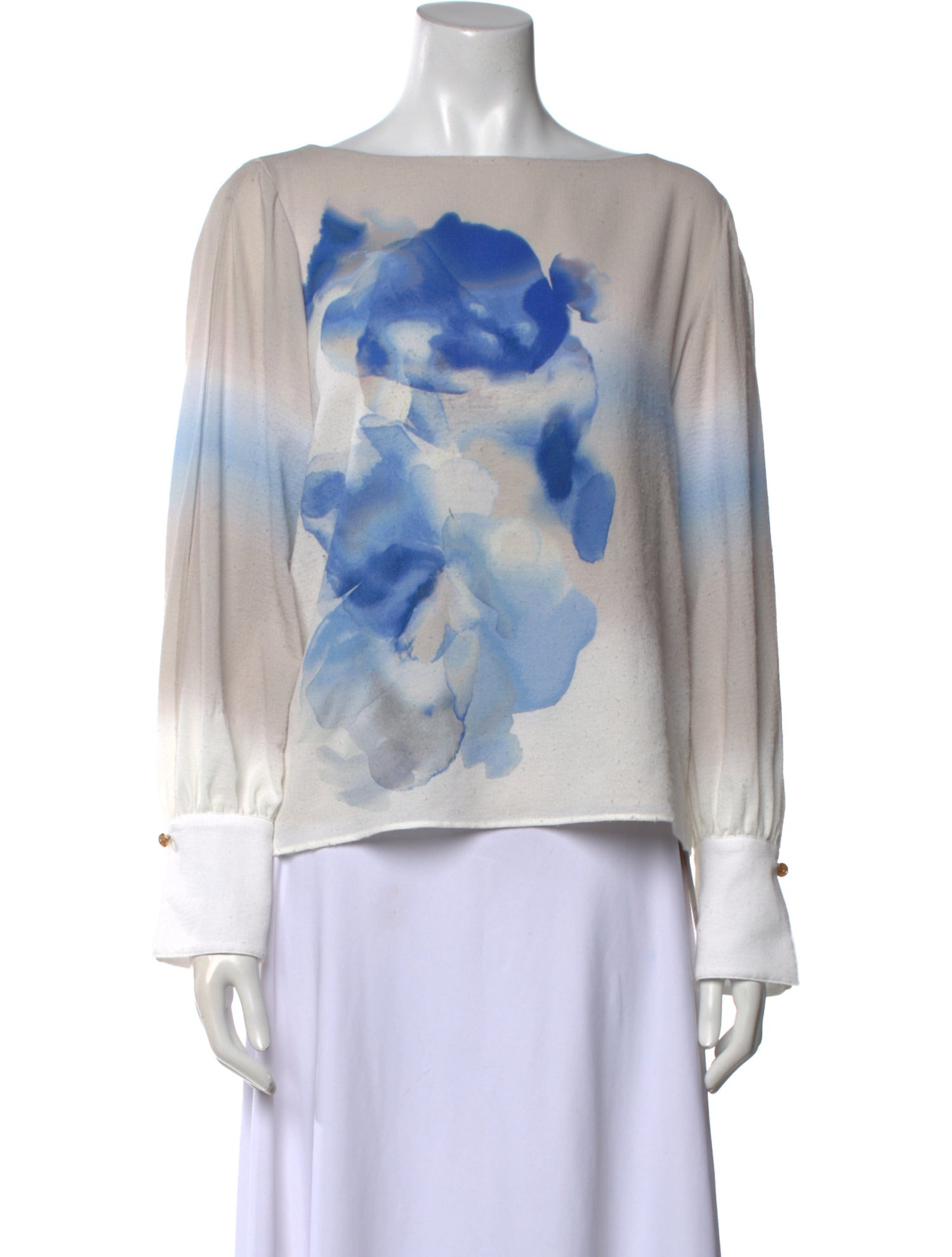 Donna Karan Tie-Dye Print Bateau Neckline Blouse